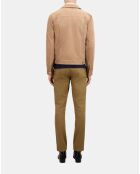 Blouson en cuir suède beige