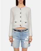 Cardigan en maille torsadée écru