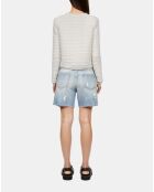 Cardigan en maille torsadée écru