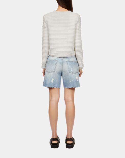 Cardigan en maille torsadée écru