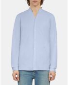 Chemise col officier en popeline bleu ciel