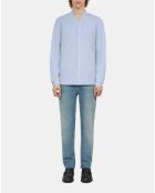 Chemise col officier en popeline bleu ciel