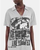 Robe t-shirt avec sérigraphie grise pierre