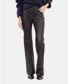 Pantalon flare en cuir noir