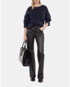 Pantalon flare en cuir noir