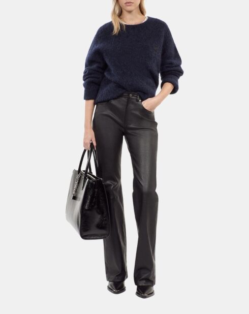 Pantalon flare en cuir noir