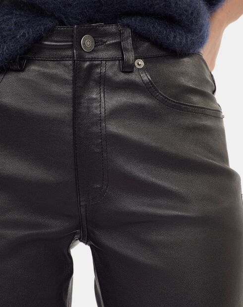 Pantalon flare en cuir noir