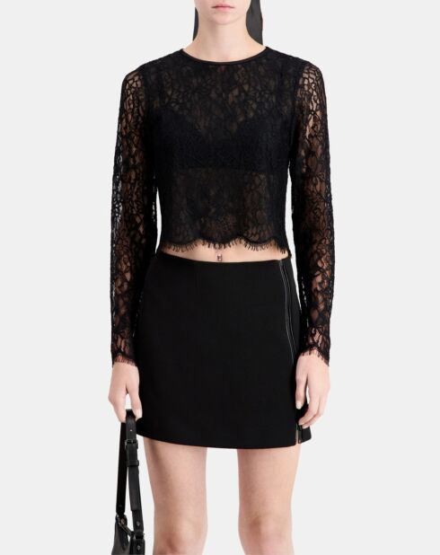 Top court noir en dentelle