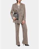 Veste tailleur en Laine mélangée à carreaux vichy écru noir