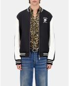 Blouson réversible satiné avec broderie noir