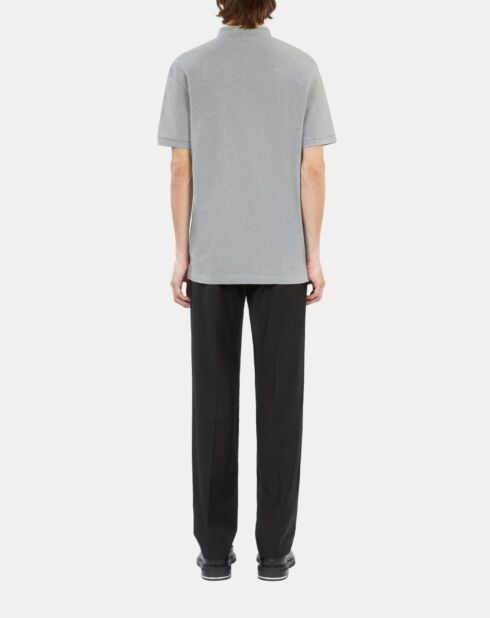 Polo en coton piqué gris et jaune