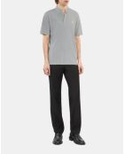 Polo en coton piqué gris et jaune