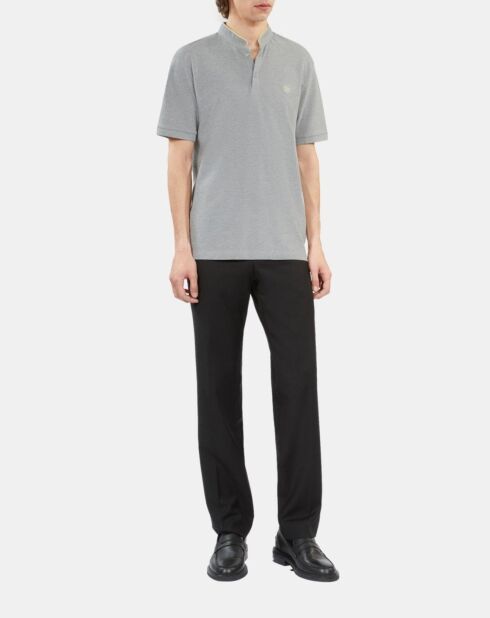 Polo en coton piqué gris et jaune