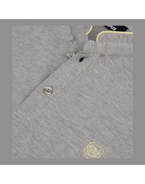Polo en coton piqué gris et jaune