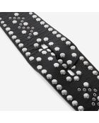 Ceinture large cloutée en cuir noire