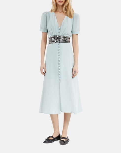 Ceinture large cloutée en cuir noire