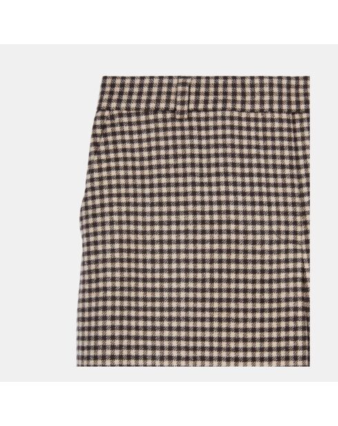 Pantalon tailleur ample à carreaux vichy écru noir
