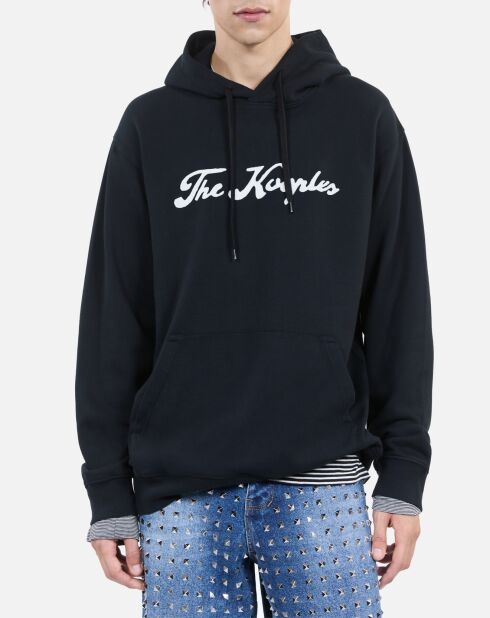 Sweatshirt Logo à capuche noir lavé