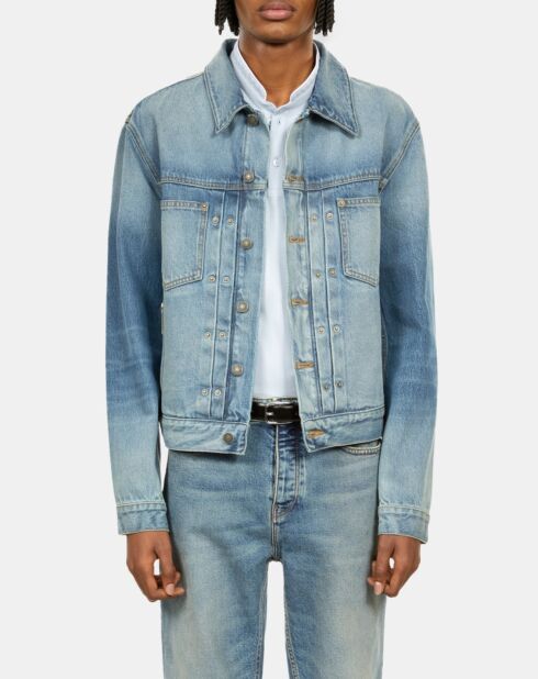 Blouson en denim délavé jean bleu