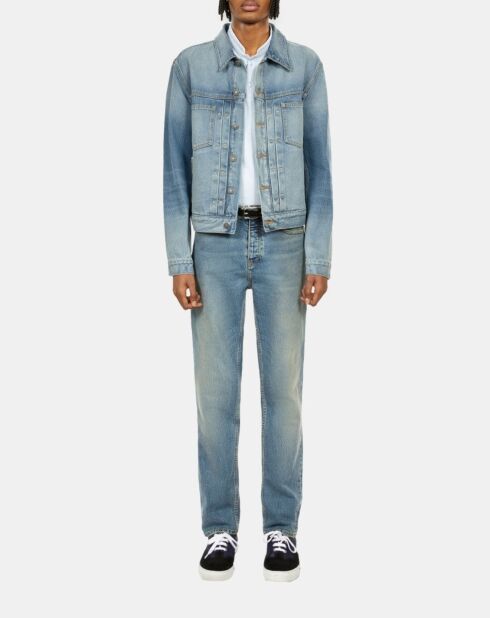 Blouson en denim délavé jean bleu