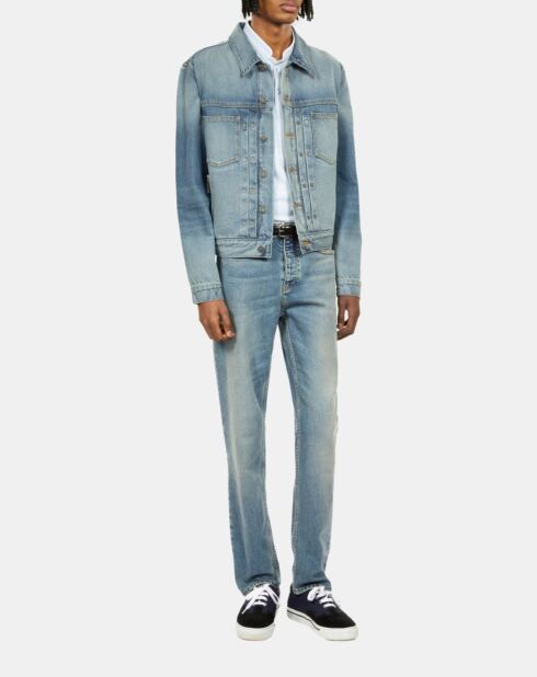 Blouson en denim délavé jean bleu