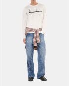 T-shirt manches longues à serigraphie ecru