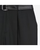 Pantalon costume laine à ceinture intégrée noire