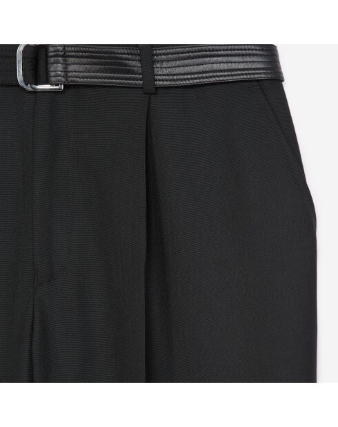 Pantalon costume laine à ceinture intégrée noire