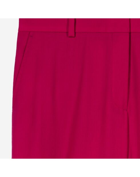 Pantalon tailleur en laine rouge cerise