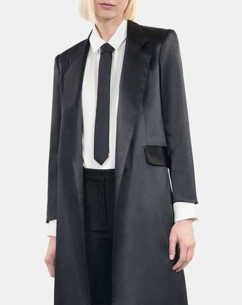Manteau The Kooples x Carolina Ritzler en satin noir