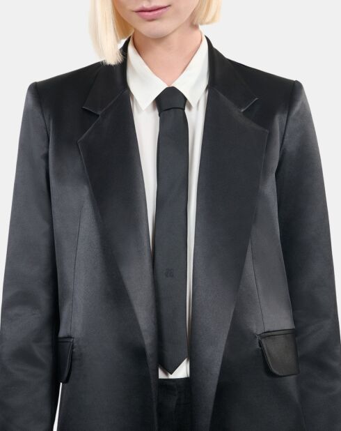 Manteau The Kooples x Carolina Ritzler en satin noir