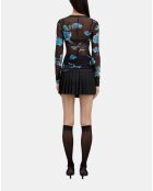 T-shirt imprimé noir et bleu