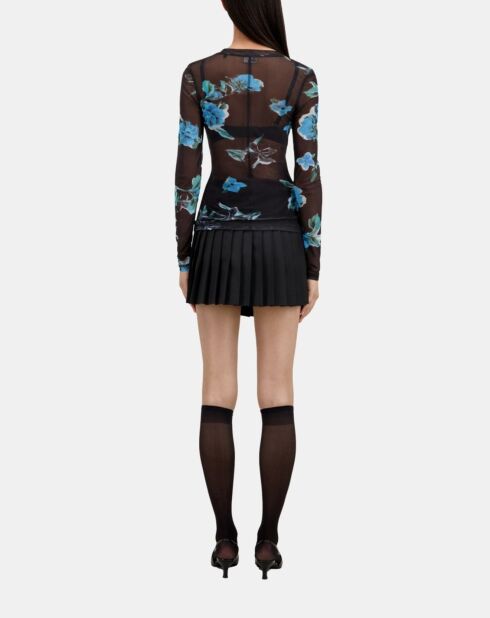 T-shirt imprimé noir et bleu