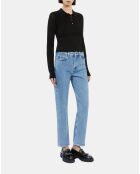 Polo en maille ajourée noir