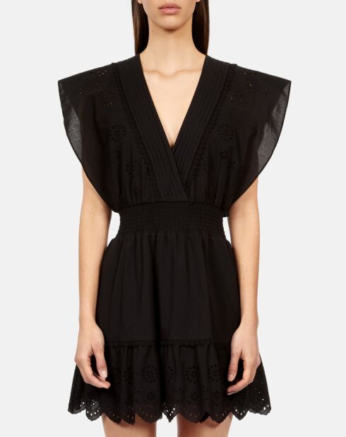 Robe courte en broderie anglaise noire