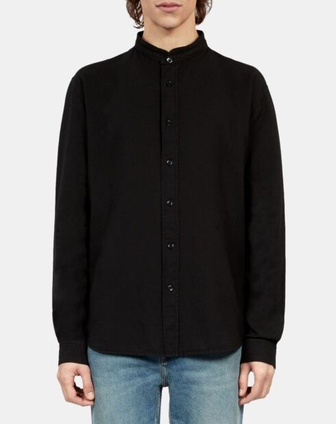 Chemise en coton et lin noire