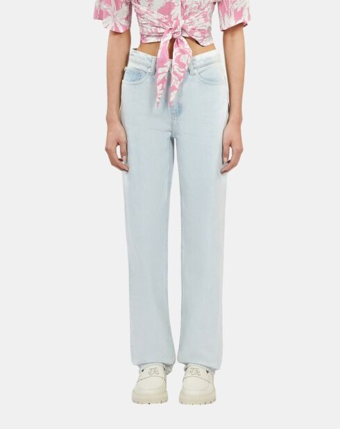 Jean droit décoloré bleu clair