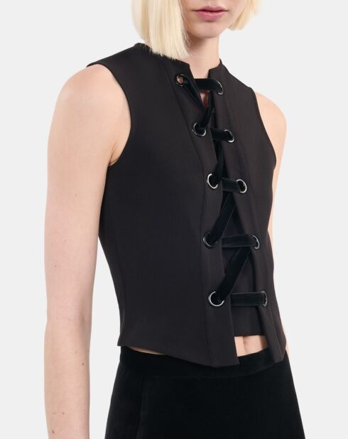 Top avec laçage noir