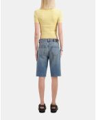 Polo en maille ajourée jaune clair