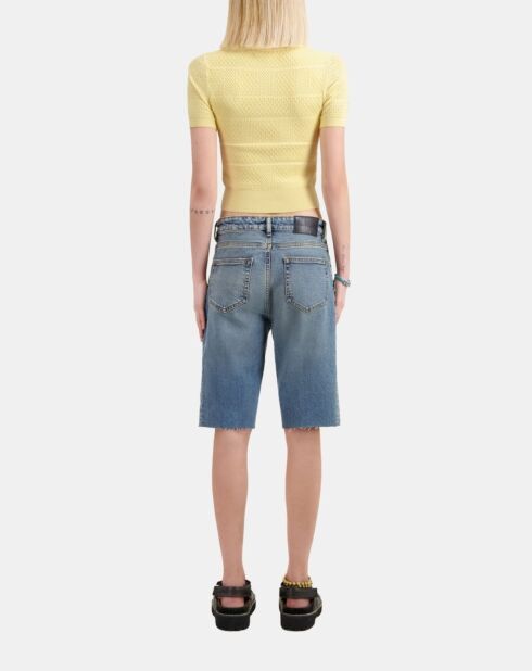 Polo en maille ajourée jaune clair