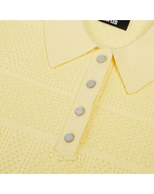 Polo en maille ajourée jaune clair