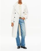 Manteau long en laine écru