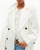 Manteau long en laine écru