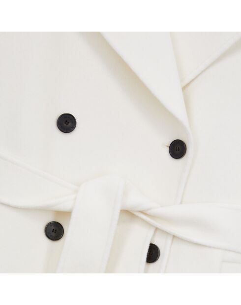 Manteau long en laine écru