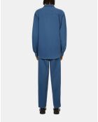 Chemise en lin et coton bleu marine moyen