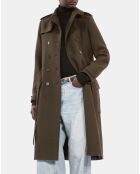 Manteau long en laine style trench kaki
