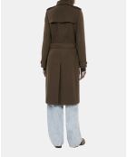 Manteau long en laine style trench kaki