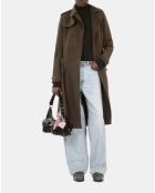 Manteau long en laine style trench kaki