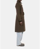 Manteau long en laine style trench kaki