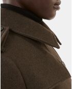 Manteau long en laine style trench kaki